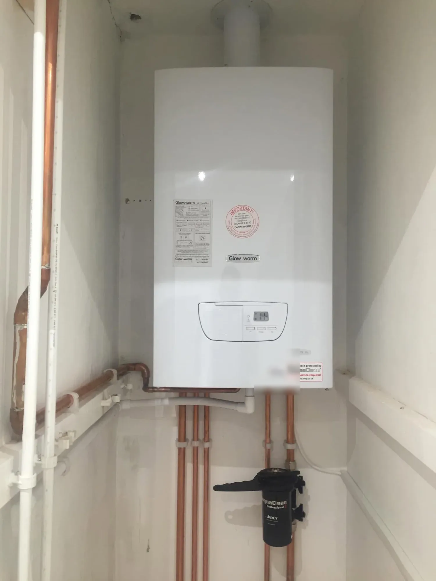 Glow-worm combi boiler installed in a cupboard by RC Renovation in Stoke-on-Trent