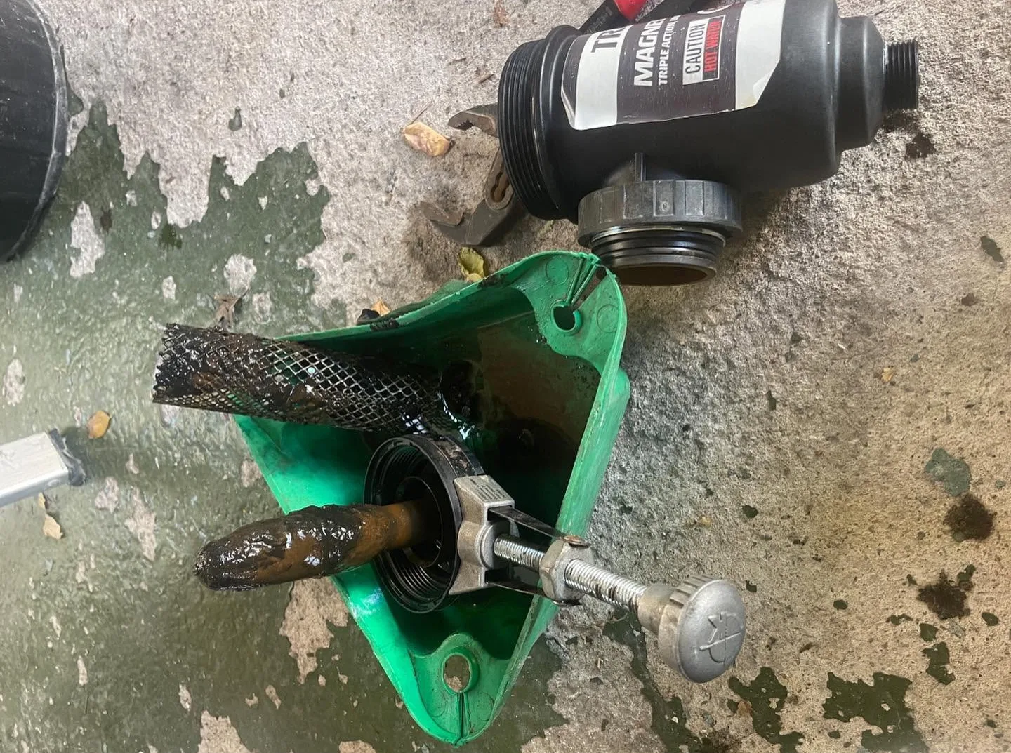 Magnetic system filter stripped down during a boiler repair in Stoke-on-Trent